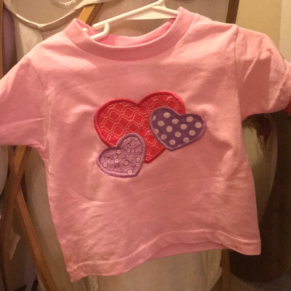 Toddler girls pink short sleeve shirt with hearts